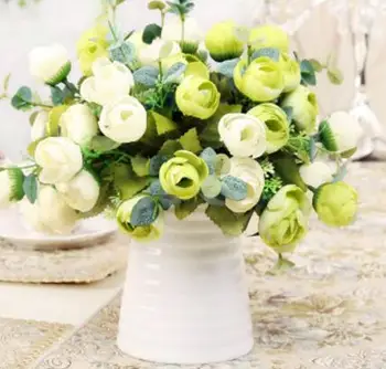 Umetne rože domov dekoracijo cvet kratek moda nit vaza umetne rože set