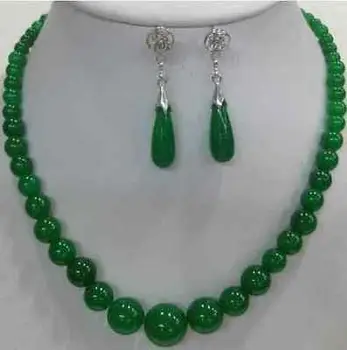 Precej prave narave zelenega Naravnega kamna ogrlico, uhane nastavite AAA slog 100% Plemenito Fine jewe