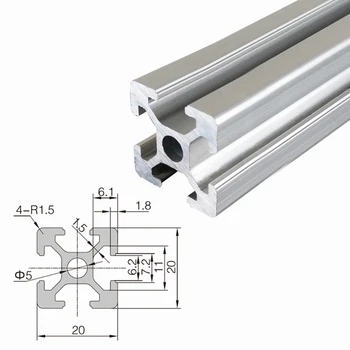 100-velikosti 1000 mm Aluminij Profil 2020 Linearni Železniškega Ekstrudiranje Ekstrudiranje CNC 3D Tiskalnik Deli EU Standard CNC Aluminija Profil