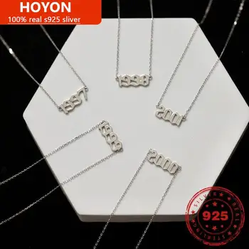 HOYON srebro 925 pravi 100% ogrlica za ženske nišo rojstni dan leta število 1997 1998 1999 2000 2001 moda hladno slog clavicle