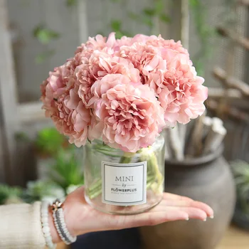 roza svileni hortenzij umetno cvetje, poročni cvetja za nevesto strani svile cvetenja peony ponaredek cvetje belo doma dekoracijo