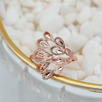585 vijolična, zlato 14K zlato je povečal pav obroči za ženske odpiranje novih votlih design elegantno čar nakit mater dan darilo