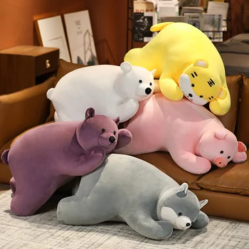 Novo 90 cm Velikan Polarni Medved Plišastih Igrač Mehko Cartoon Živali Kawaii Husky Prašičev Polnjene Lutka Dolgo Blazino Blazine, Otroci Božično Darilo