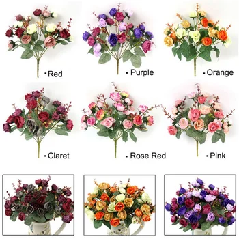 21 Glav Darila Svile Cvet Rastline Listi Lažne Umetne Vrtnice Bouque Poroko Umetnosti