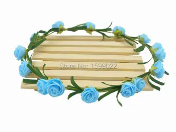 6pcs/veliko Preprostih PE Rose Cvetlični Trakovi za Ženske Cvet Circlet Modra Poročno Dekoracijo Hanukkah Hiša Segrevanja Stranka Dobave