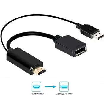 HDMI je združljiv za DisplayPort Prilagodilnik Pretvornika Moški-Ženska Razširitve 4K Kabel 3840x2160 z USB 2.0 Napajanje za prenosni RAČUNALNIK