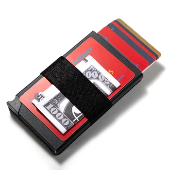 Nove Poslovne Imetnik Kreditne Kartice Moških RFID Denarnice Večfunkcijsko Samodejno Aluminijeve Zlitine Usnje Kartico sim Moške Mini Slim Torbici