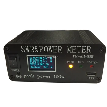 1.8 Mhz-50Mhz 0,5 W-120W SWR HF Kratki Val Standing Wave SWR Meter In Moči Meter + Baterija + OLED FM, AM, SSB CW