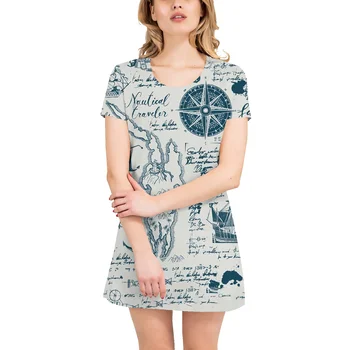 Antični Rim belo ozadje retro časopis ženska t-majica, krilo retro 3D tiskanje kratka sleeved mid-dolžina obleko
