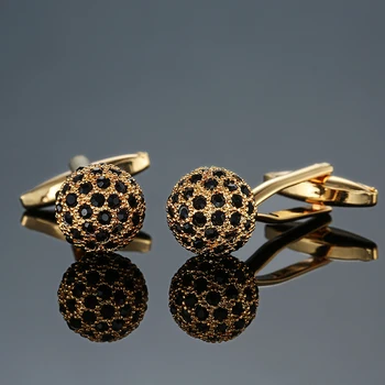DY Čisto nov high-end luksuzni nakit design zlato žogo black crystal zapestne gumbe za Moške francoski majica Cufflink brezplačna dostava