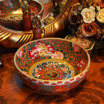 Kitajska Umetniške Procelain Ročno Evropi Letnik Keramični Lavabo, Kopalnica, Umivalnik krog točilne keramični umivalnik, kopalnica, umivalnik