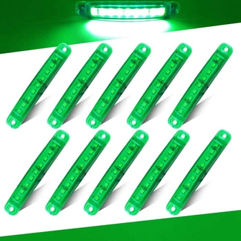 10Pcs Trajne Zelena 9-LED Tovornjak Tovornjak Priklopnika Zaprti Strani Marker Potrditev Svetlobe, Nizka Led Prikolico Svetlobe Zadnji Strani, Lučka