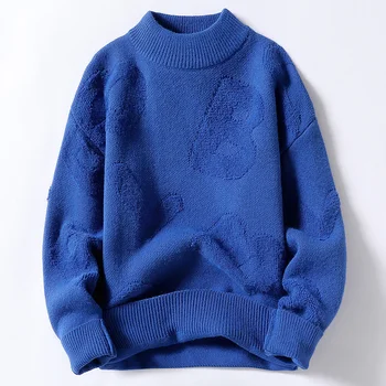 2022 novih moških zgosti barva kašmir sweater moški modi pozimi zgosti pleteni pulover topel pulover pozimi M-3