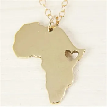 Afrika Ogrlica Zlato Barvo Obesek & Verige Afriške Zemljevid Hiphop Darilo za Moške/Ženske Etiopski Nakit Trendy Trgovina