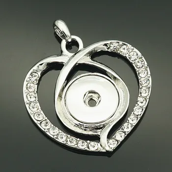 Moda Lepota Kristalno srce snap ogrlico, obesek verige 60 cm fit 18 MM snap gumbi Modni nakit XL0143