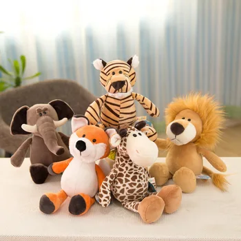 25 cm Simulacije Gozdne Živali Plišastih Igrač Polnjene Veren Lev, Tiger Slon, Opica Leopard Žirafa Rakun Lutka za Otroke Darilo