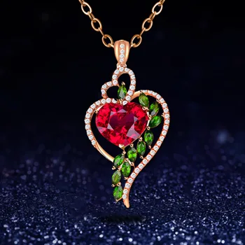 moda starana rdeča kristalno srce ogrlico, obesek za ženske, dame, zelena nosorogovo srce choker ovratnik collier nakit darilo