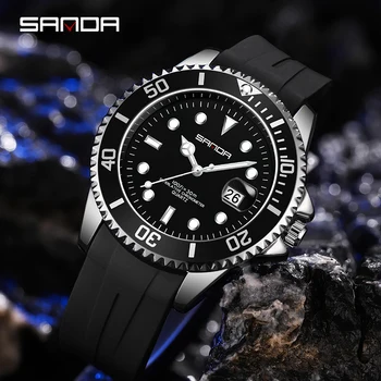 SANDA Novih Poslovnih Moških Samodejni Watch 30 M Nepremočljiva Moda Mehanska ura Silikonski Trak Luksuzni Svetlobna Ura Reloj hombre