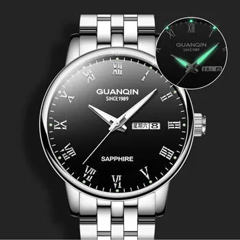 2020 GUANQIN Quartz moška watch nepremočljiva 50 dustproof Svetlobna preprosta modna dvojno koledarski datum teden Mens zapestne ure